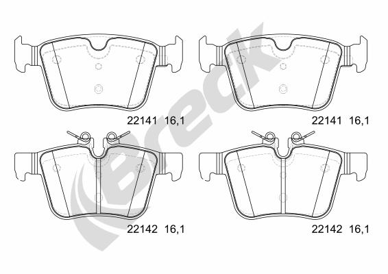 Brake Pad Set, disc brake - 22141 00 554 00 BRECK